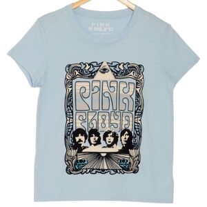 LUCKY‎ BRAND Pink Floyd Graphic T-Shirt Women Blue Velvety Black Band Tee Retro